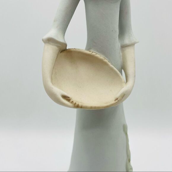Vintage Royal Dux Bohemia Lady with Basket Tall Bisque Porcelain Figurine - Picture 3 of 7